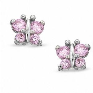 Pink butterfly earrings